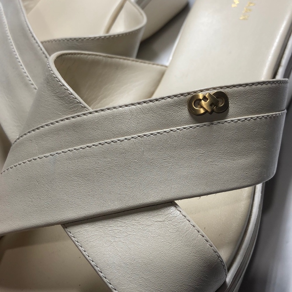 Cole Haan cream wedge sandals size 9 - Picture 3 of 12